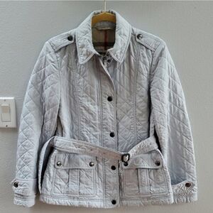 Burberry Brit Powder Blue Quilted Utility Jacket Barn Coat